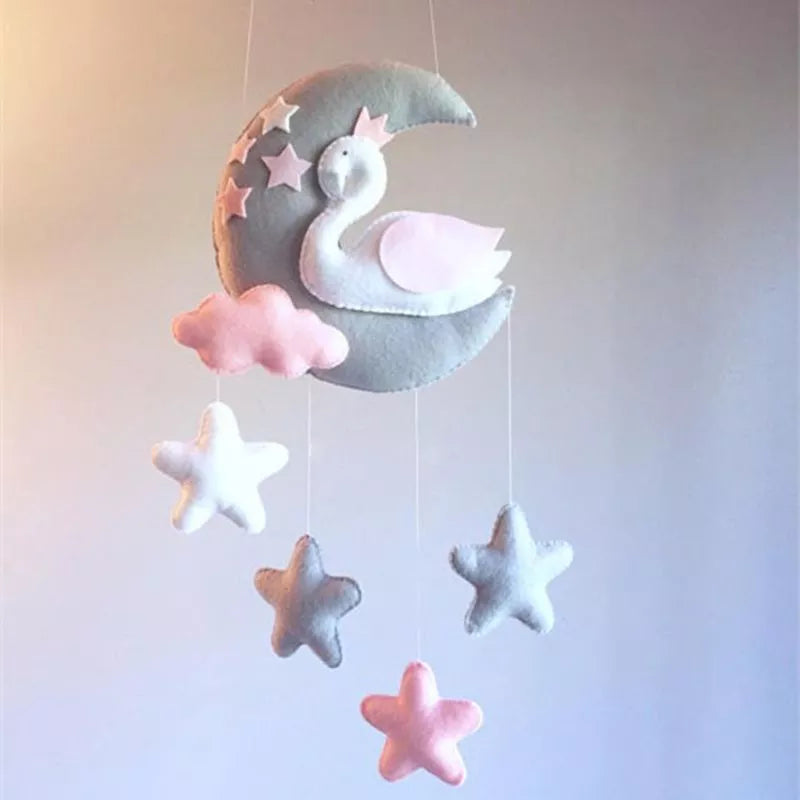 Baby Crib Non-woven Moon Stars Wind Chime Toys Kids Room Ceiling Mobile Hanging Decorations Shower Gifts