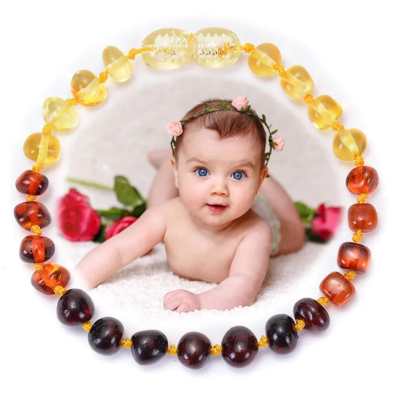Fashion Natural Amber Bracelet Hand-Assembled Genuine Baltic Ambers Teething Bracelets Certified Jewelry Gift for Baby&Adults
