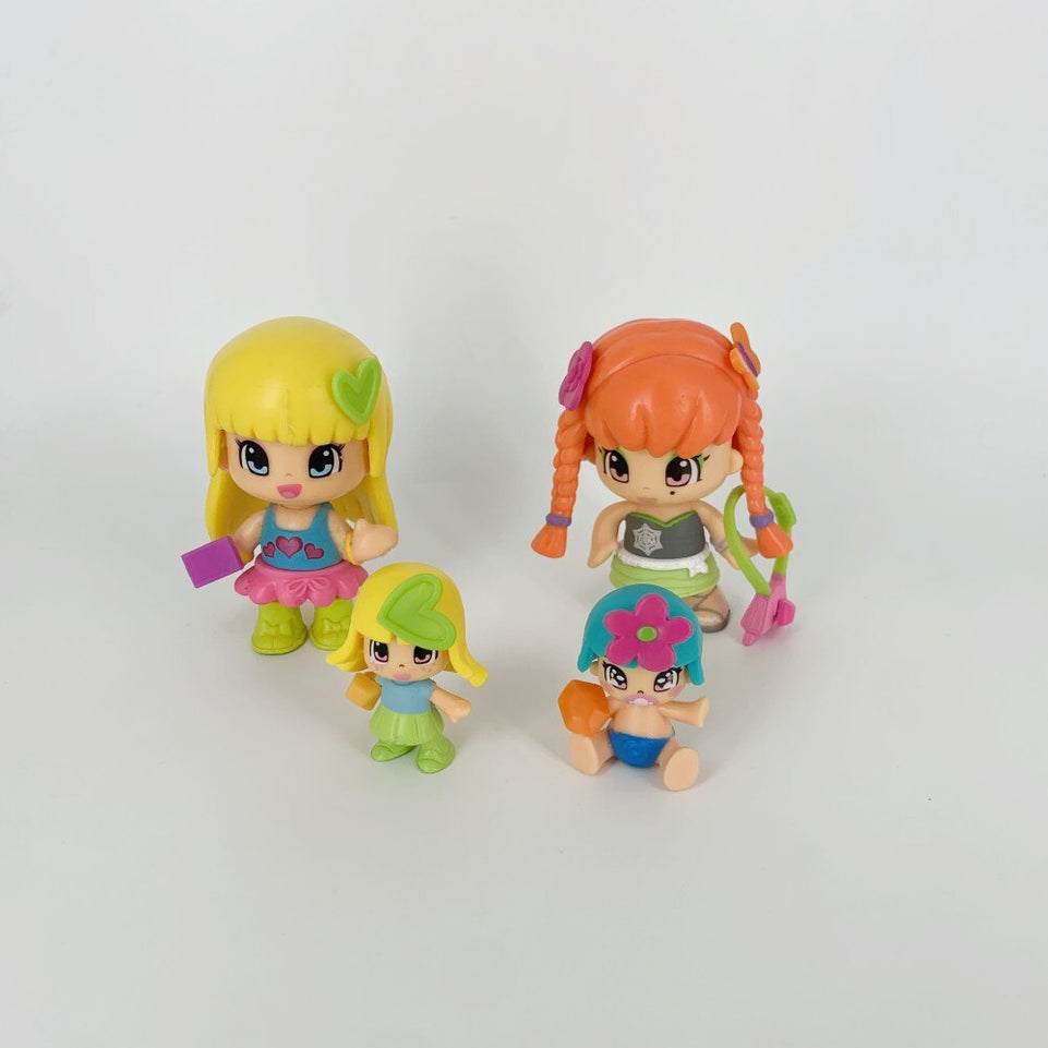 4pcs Doubleface Pinypon Gilrs+4pcs Little Baby Action Figure Dolls for Kids DIY Cartoon Detachable Figuras Toys Christmas Gift