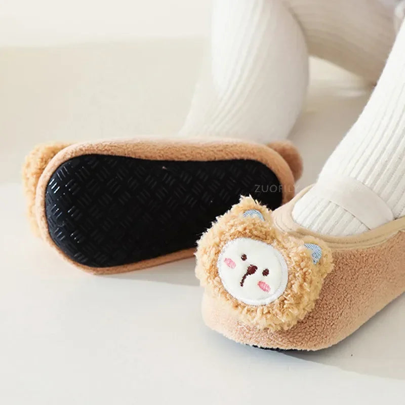 Baby Shoes Lovely Infant Slippers Toddler Kids Boy Girl Knit Crib Shoes Warm Cute Cartoon Anti-slip Prewalker Newborn Slippers