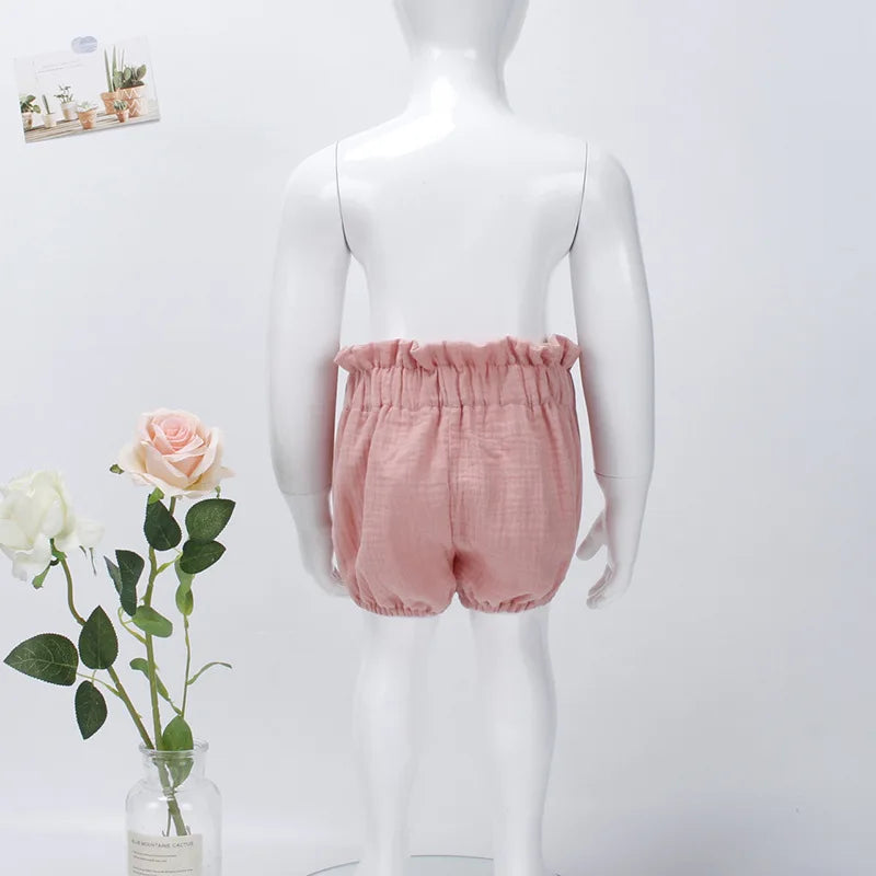 Summer Kids Shorts Muslin Cotton Baby Boys Girl Soft Breathable Pure Color Bloomers toddlers diaper covers bottoms 6 Months-3yrs