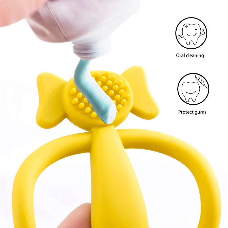 Baby Teether Food Grade Silicone Material Cute Cartoon Double Handle Teether Teether Toy Pain Teething Relief Baby Accessories