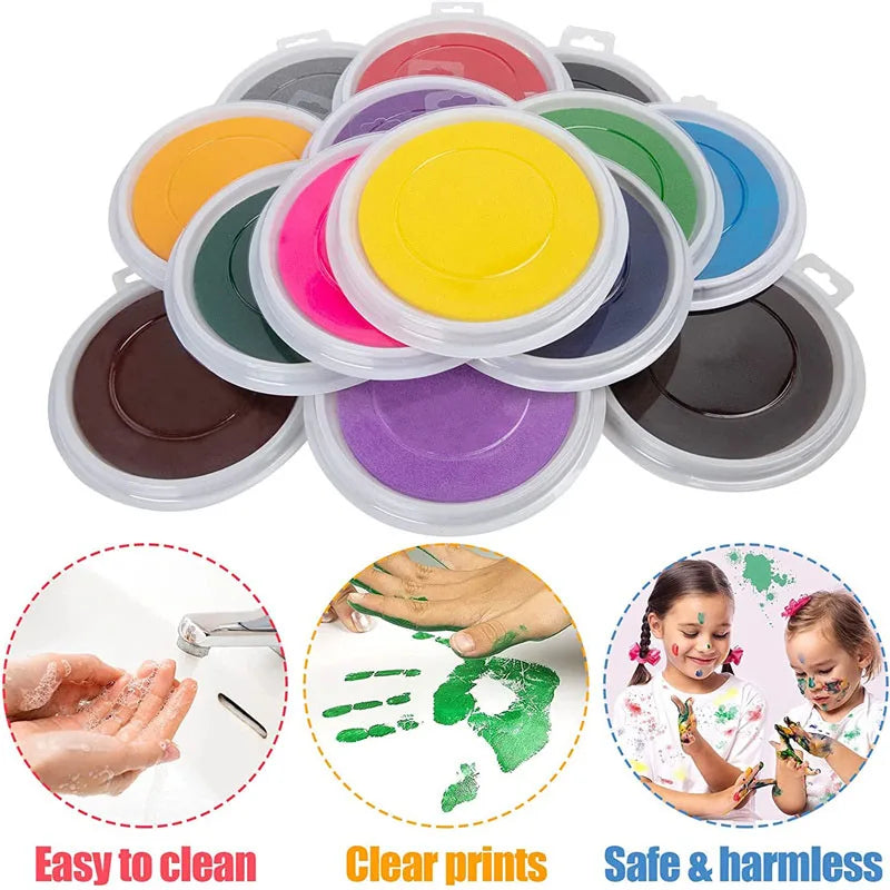 Large Round Craft Ink Pads Non-Toxic Baby Care Fingerptint Ink Pad Stamps Washable Newborn Pet Footprint Imprint Kit Souvenirs