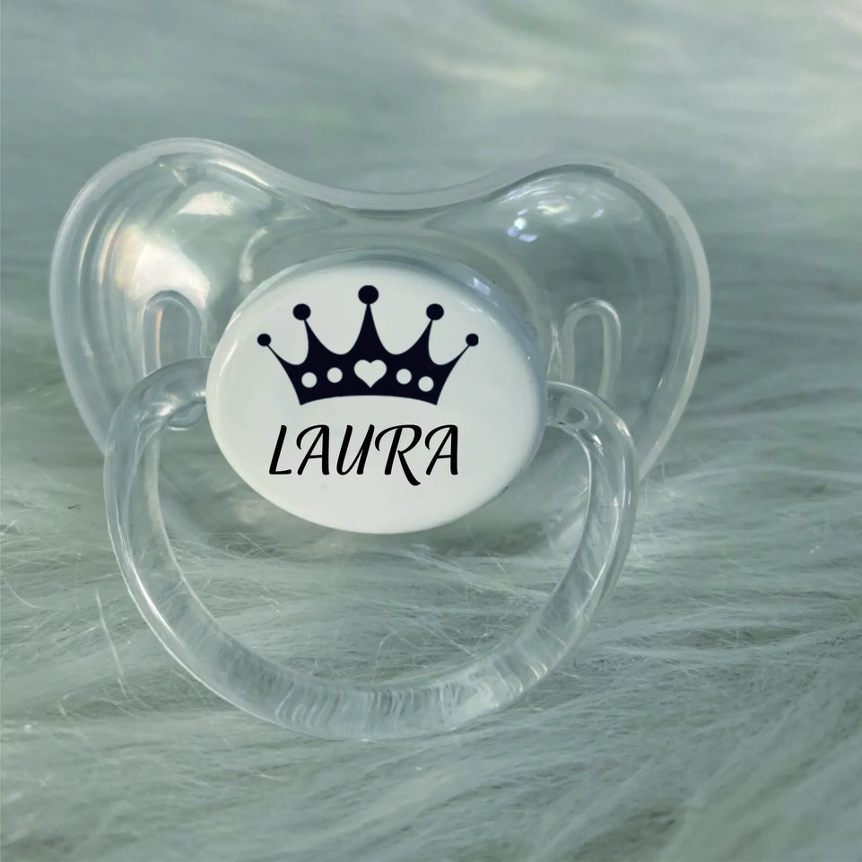 MIYOCAR personalized any name  princess transparent Orthodontic pacifier dummy BPA free unique gift for new born baby shower